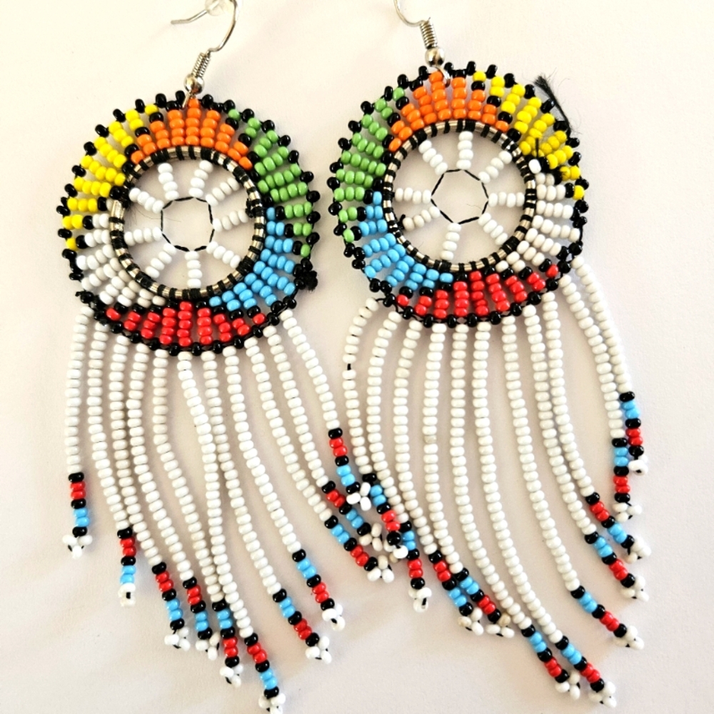 Stunning multi-colored African beaded earrings